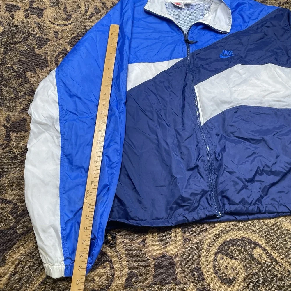 Vtg 90s Nike Full Zip Vented Windbreaker Jacket Mens Size XL Blue White Athletic
